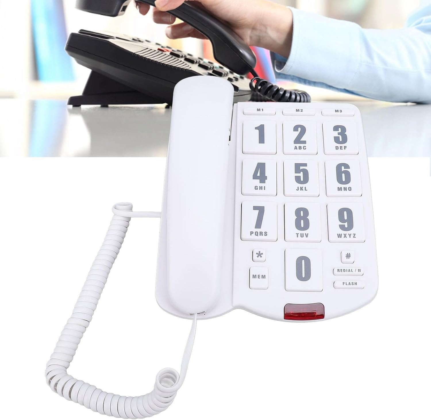 Corded Home Phone, Corded Phone with Speakerphone, Big Button Phone for Seniors, Volume Adjustable Corded Landline Telephone for Home Office (White) image number 1