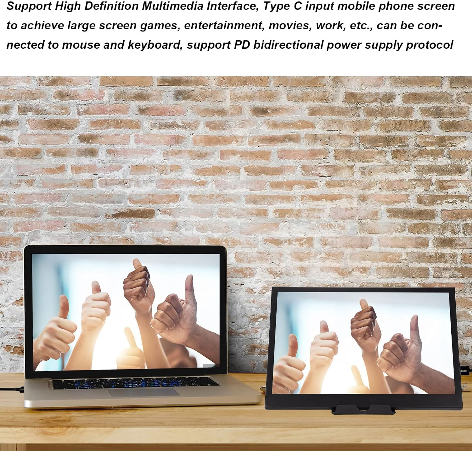 Portable USB C Monitor for Mobile Phones, 13Inch IPS HD 1440X900 Screen Display with Stand, Computer Gaming Monitor for Laptop image number 3