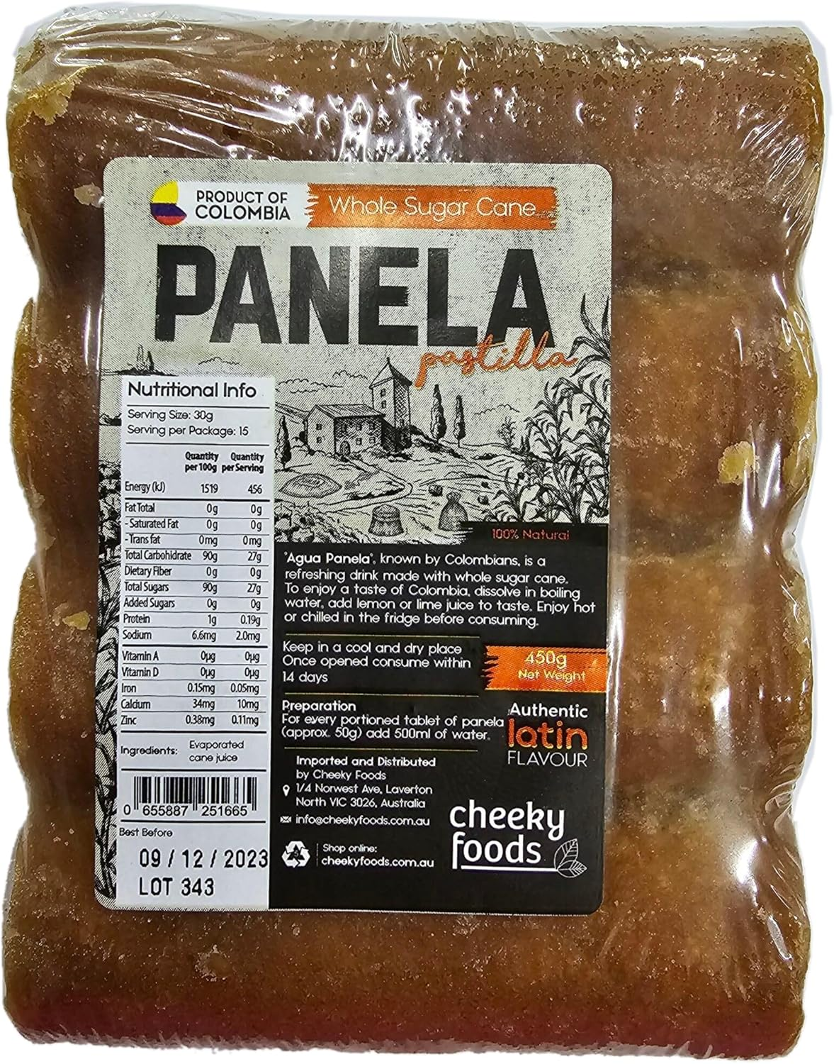 Cheeky Foods Panela Pastilla Sugar Cane in Tablets 450 G