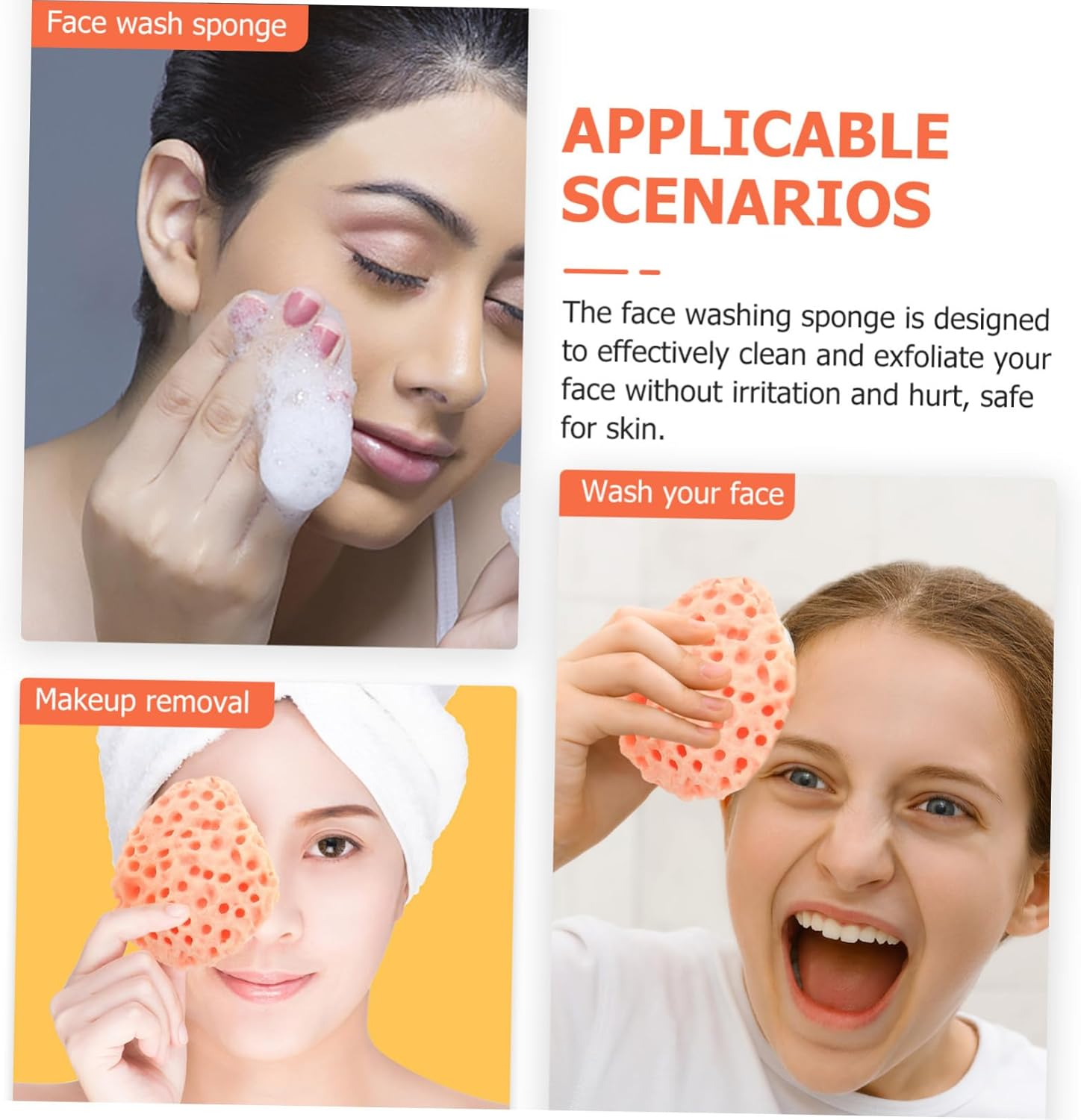 PACKOVE 3Pcs Face Scrub Sponge Exfoliating Bath Sponge for Face Cleaning Portable image number 6