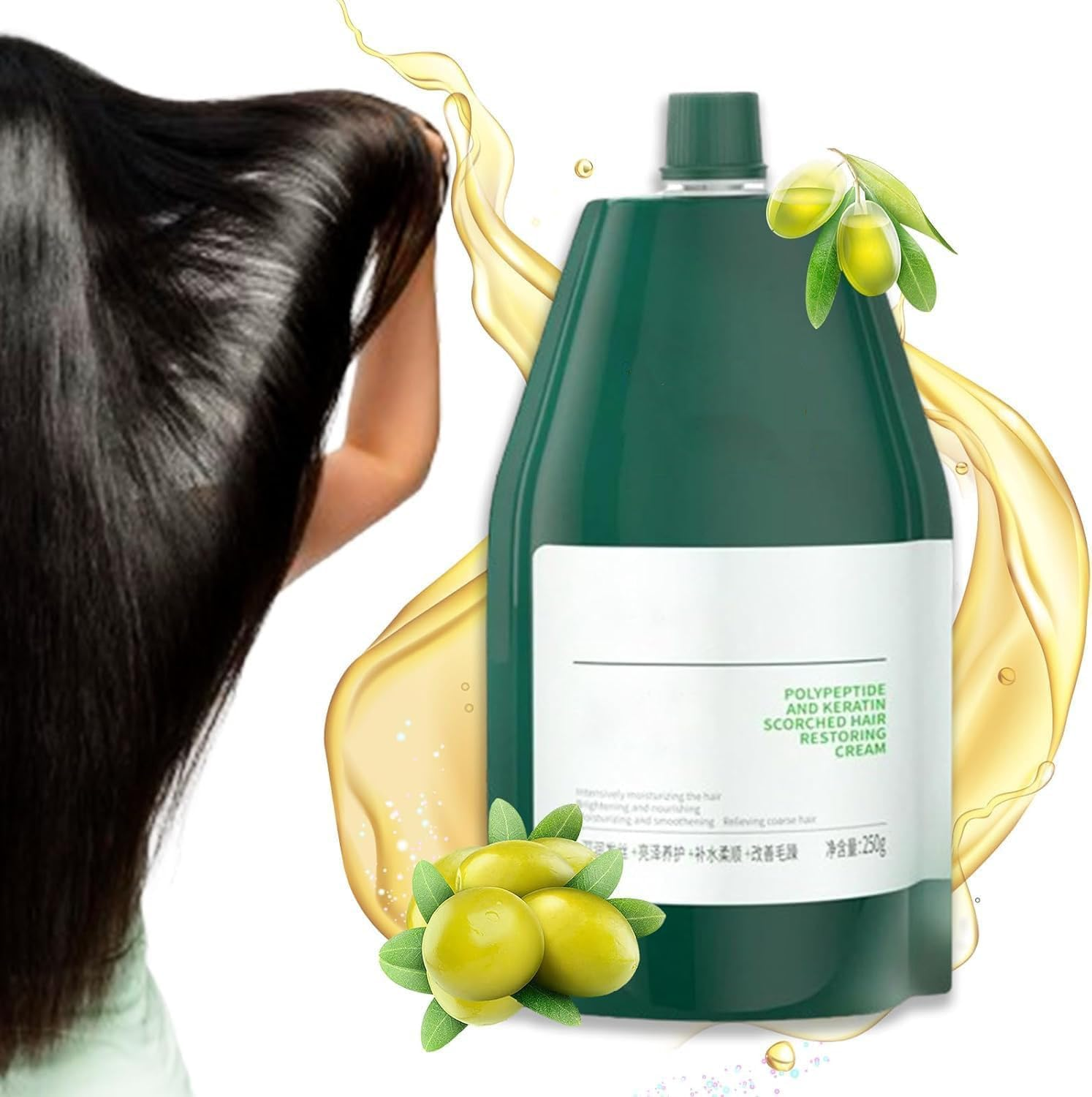 HLMULL Polypeptide Keratin Hair Restoring Cream, Hydrating Smooth Damage Repair Cream, Keratin Hair Mask Deep Conditioner