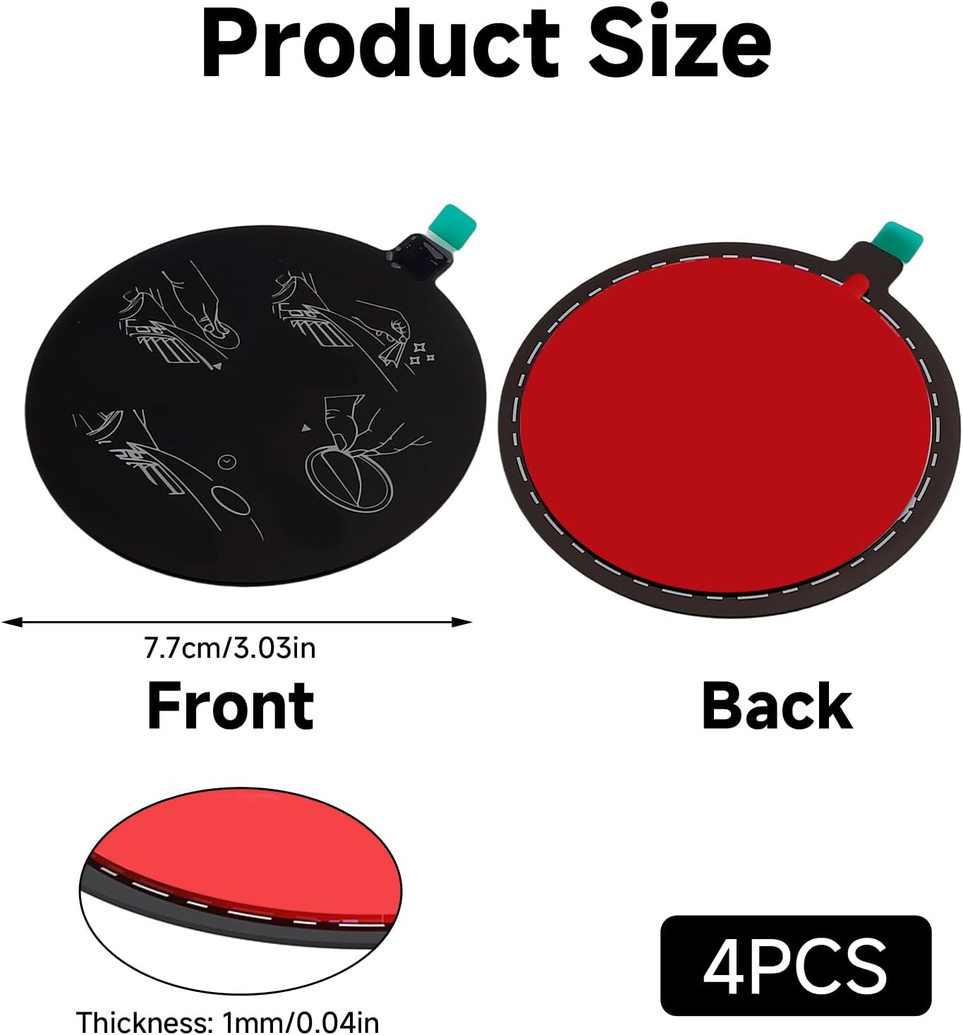 4 Pcs Dashboard Mount Pad with 3M Adhesive,77Mm Diameter Suction Cup for Phone Holder and GPS Mount, Black Universal Dash Cam Disk 7Cm Adhesive Base Car Accessories Mounting Solution