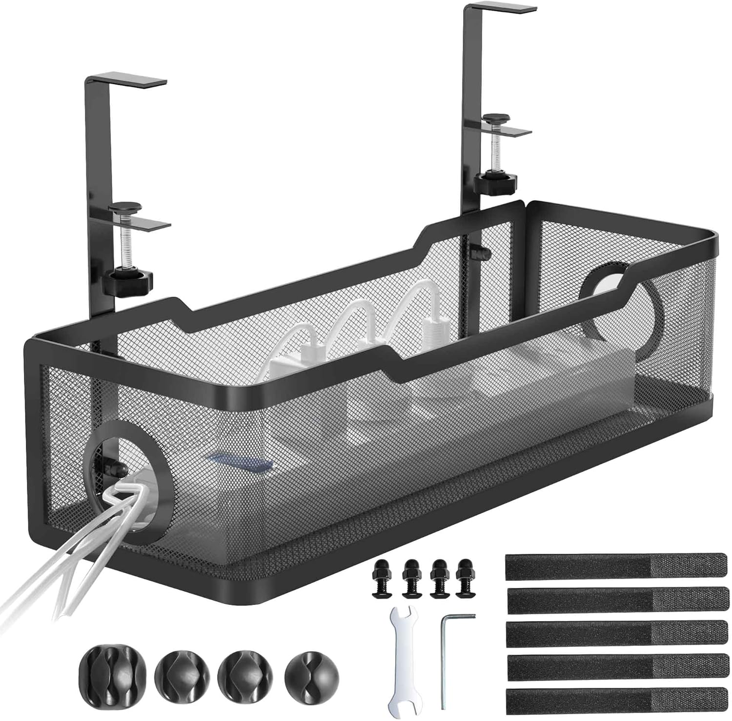 YDCZTYGY under Desk Office Cable Accessories Storage Management Tray Cord Organiser (Black)