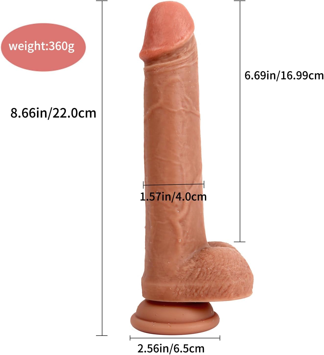 Anfei Hyper Realistic Dildo Dual Layer Liquid Silicone Bendable Penis with Suction Cup Dual-Layered Silicone Cock Slightly Bendable 8 Inch G Spot Dildo Penis Toy Premium Liquid Silicone Penis Dong with Suction Cup, Female Sex Toy Sex Dildos for Women