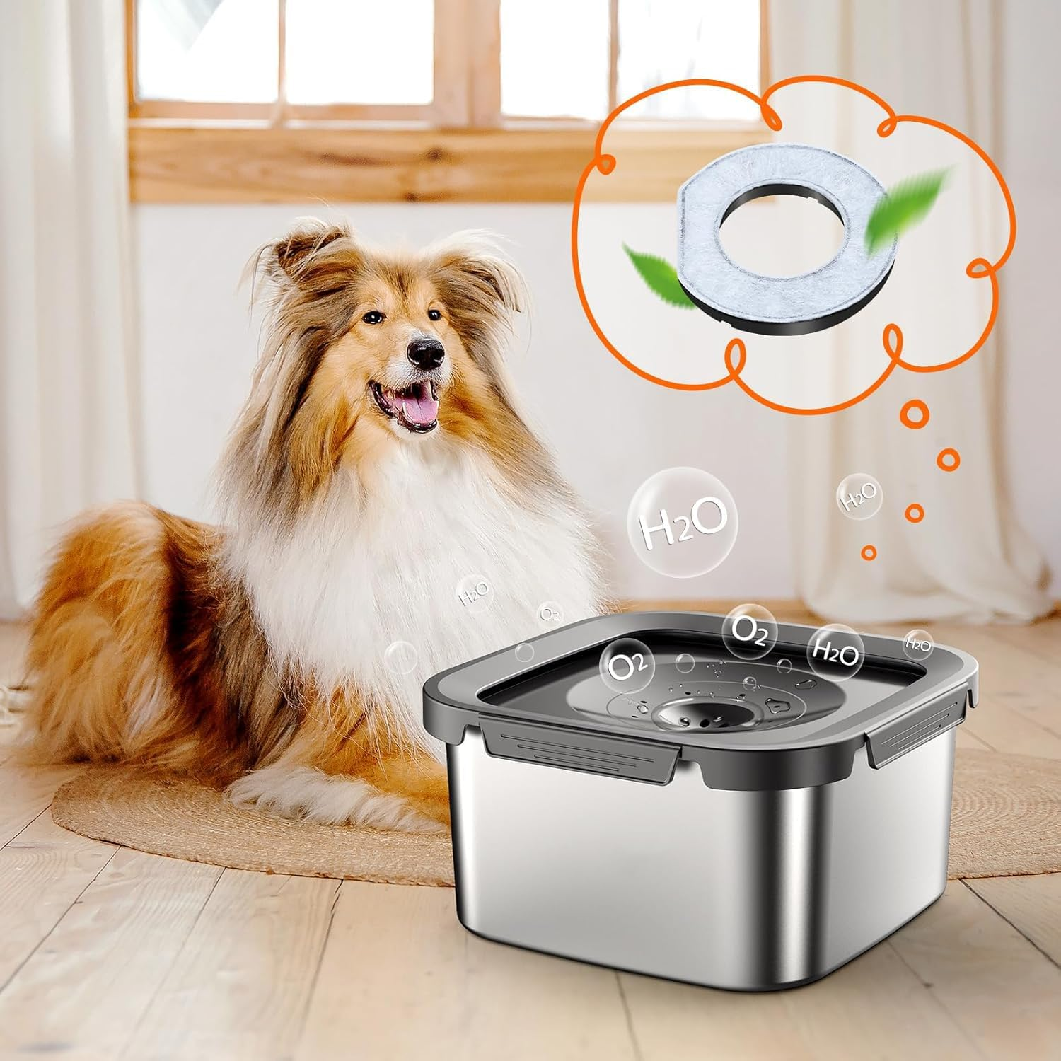 4-Pack Replacement Filters for Nestcharm 4.5L No-Spill Dog Water Bowl, Activated Carbon Filters for Pet Slow Water Bowls image number 5