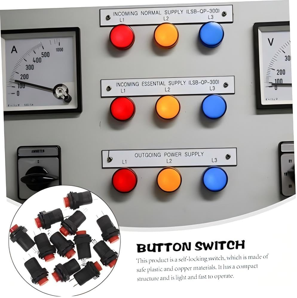 Power Switch Button Push Button 12Pcs，Momentary Panel Cutout Accessories Pushbutton Circuit Button Metal Buttons Circuit Push Momentary Button Switch Copper Small Tools Round image number 3