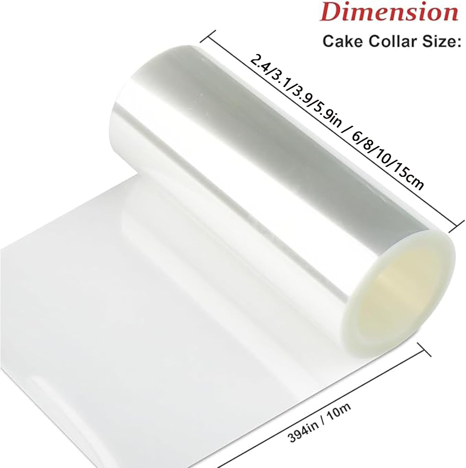 4 Rolls Cake Collars - Transparent Cake Surrounding Sheet for Baking - 6CM/8CM/10CM/15CM Non-Edible Chocolate Mousse Collar, Durable & Flexible Baking Essential for Home Bakers & Chefs (10M/Roll)