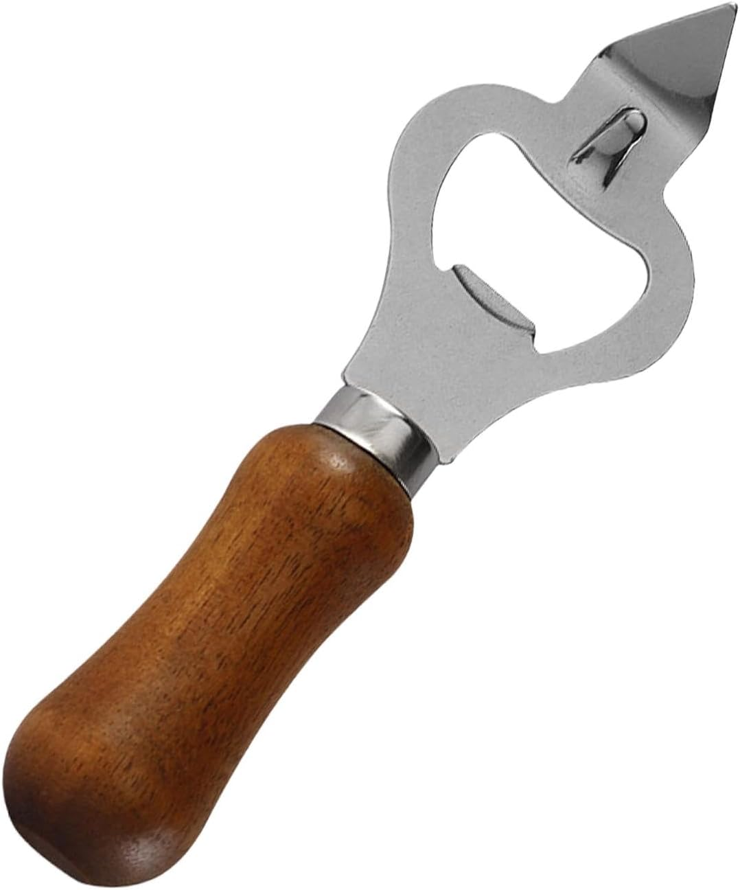 Beer Bottle Opener | Wooden Handle Bottle and Can Opener Manual - Beer Bottle Accessories, Multifunctional Beer Can Opener Tool for Family Gatherings image number 5