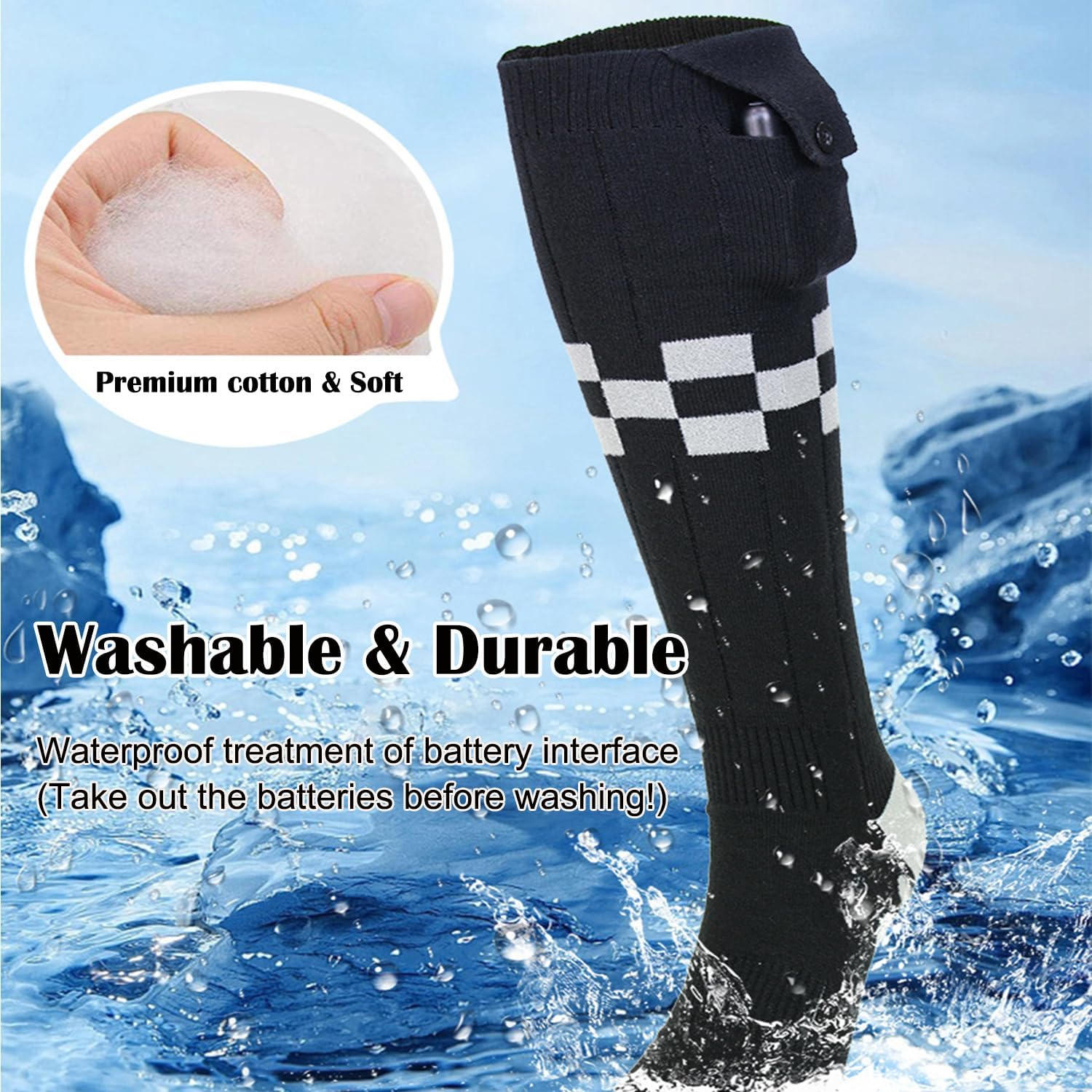 7JI Heated Socks for Men Women with App Control, Rechargeable Electric Heating Warm Socks for Winter Outdoors Work Fishing Hunting Skiing Riding Camping