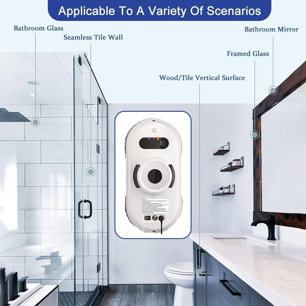 Window Cleaning Robot with Dual Water Spray, Remote Control, Intelligent Edge Detection System, 60Kpa Suction, Smart Window Vacuum for Interior/Exterior Highrise Windows image number 5