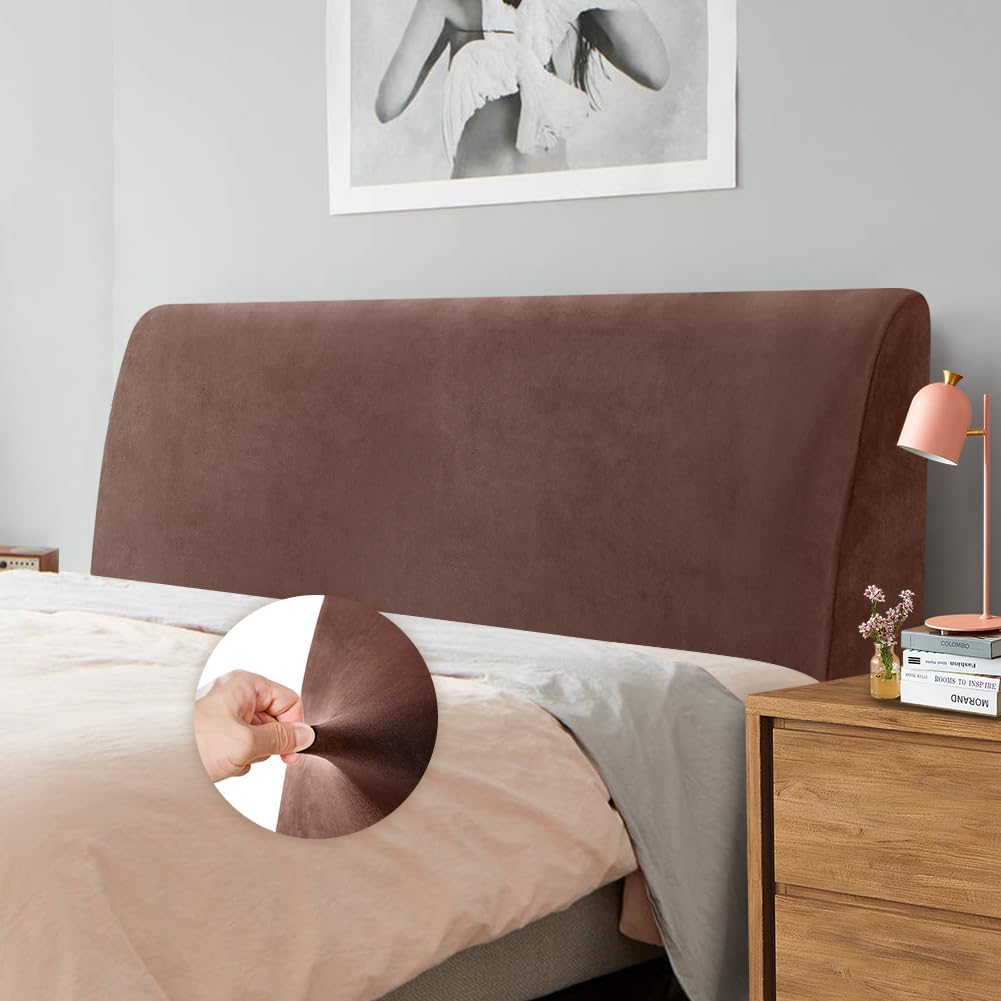 Bed Headboard Protective Cover, Dustproof Protective Cover for Padded Bedroom Headboard, Velvet Fabric (150-170 Cm (Queen), Black)