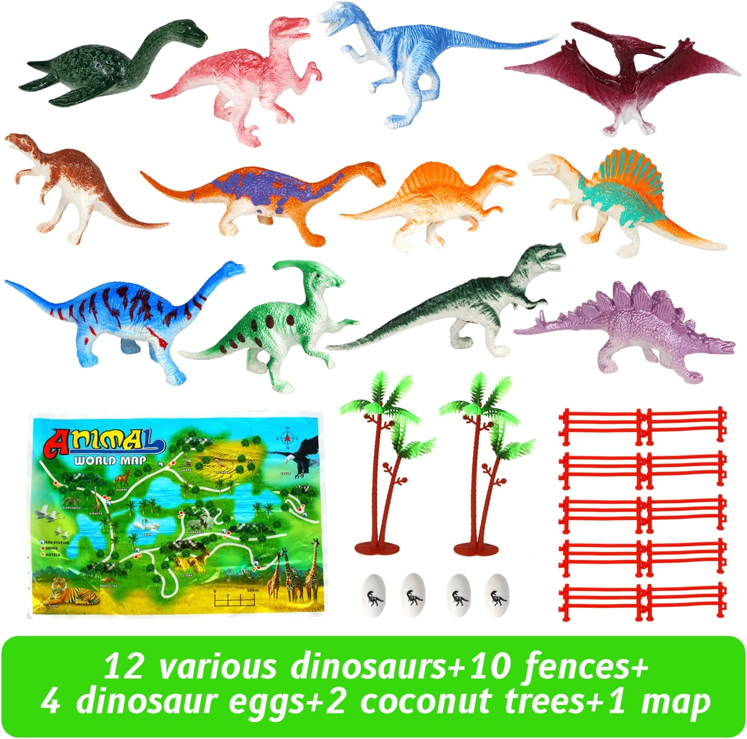 LOMIMOS 29Pcs Dinosaur Figures Toys Set,Assorted Miniature Toys for Kids,Education Themed Party,Cupcake Topper image number 5