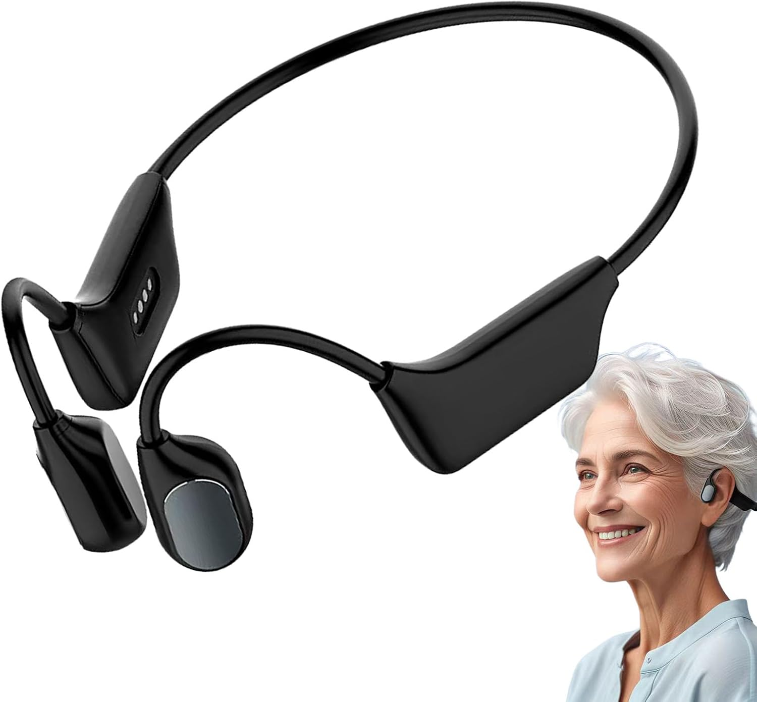 Bone Conduction Smart Hearing Aid Bluetooth Earphones, Wireless Bone Conduction Hearing Aid, Waterproof Bones Conduction Earbuds 10H Playtimes for Conversation, Hiking, Cycling, Gym image number 6