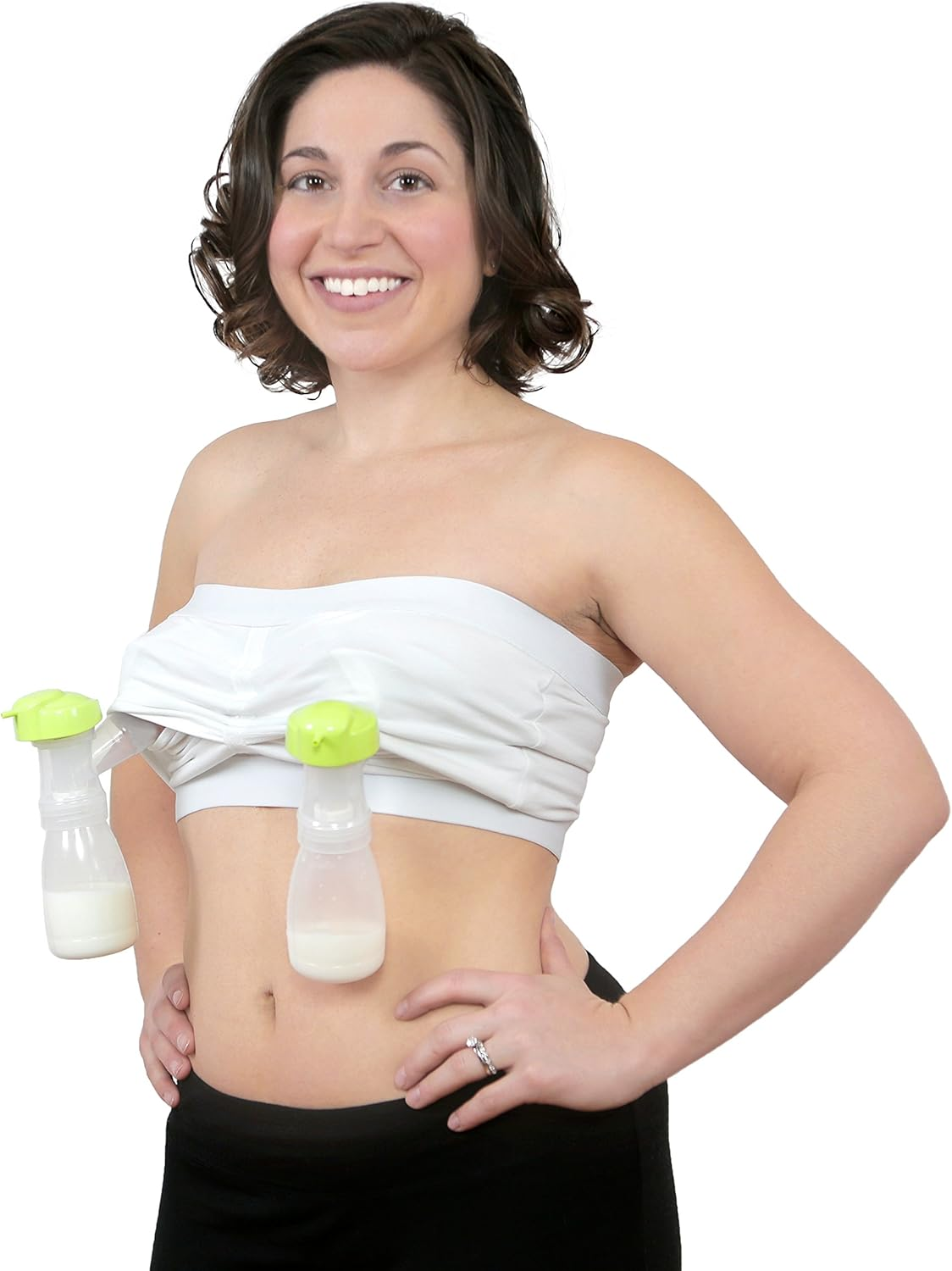 Rumina&rsquo;S Strapless Nursing Bra with Built-In Hands-Free Pumping Bra, White, One Size