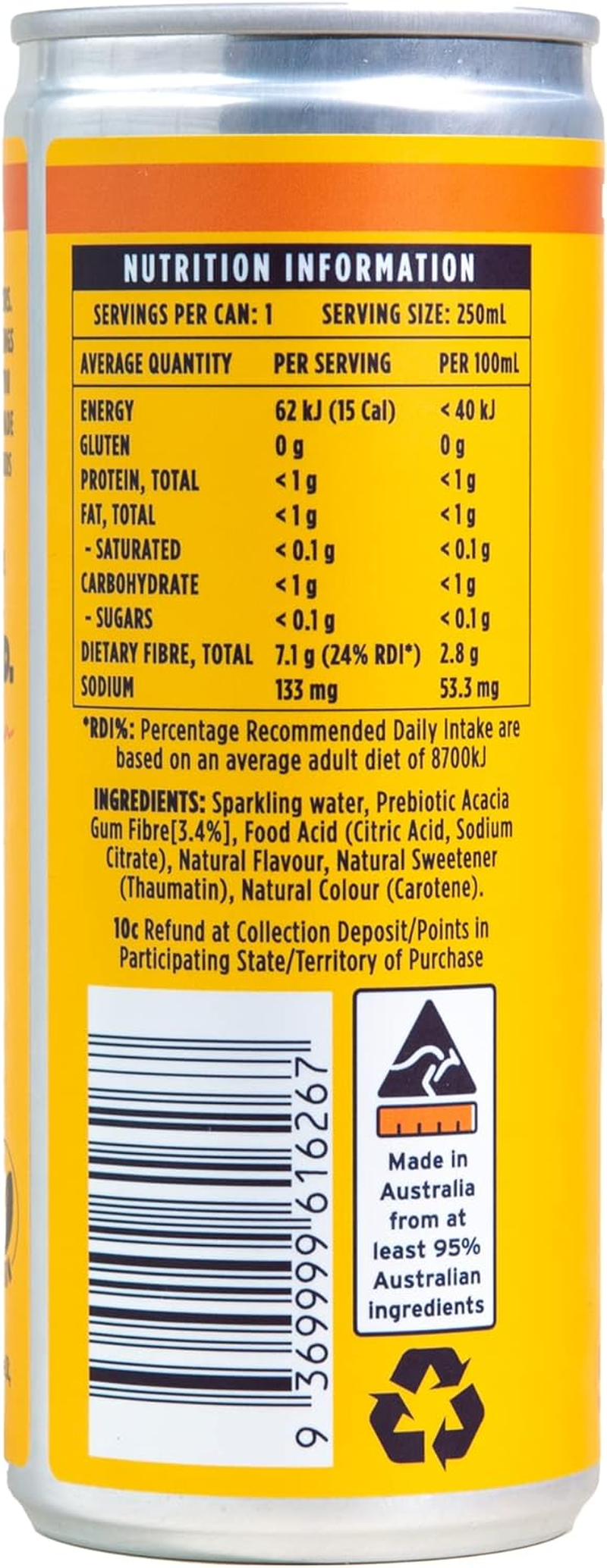 SORTED. Lemon Prebiotic Soft Drink | Boosts Gut Health | High-Fibre, 99.9% Sugar-Free, Low Carb, Low Calories | 12X250Ml Cans