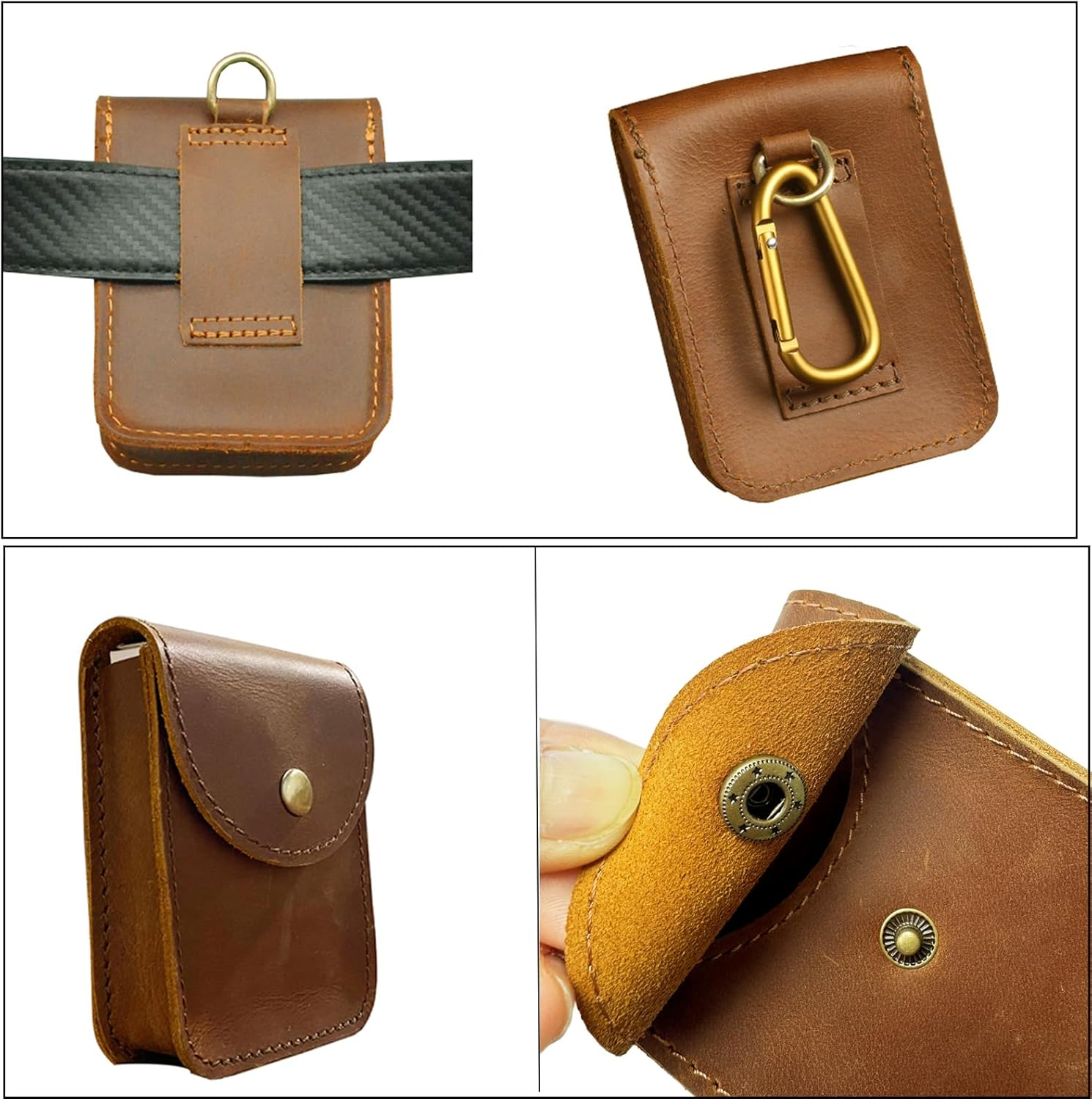 Aolaso Leather Playing Card Case, Single Playing Cards, Deck Card Box for Men, Leather Mini Belt Bag image number 2