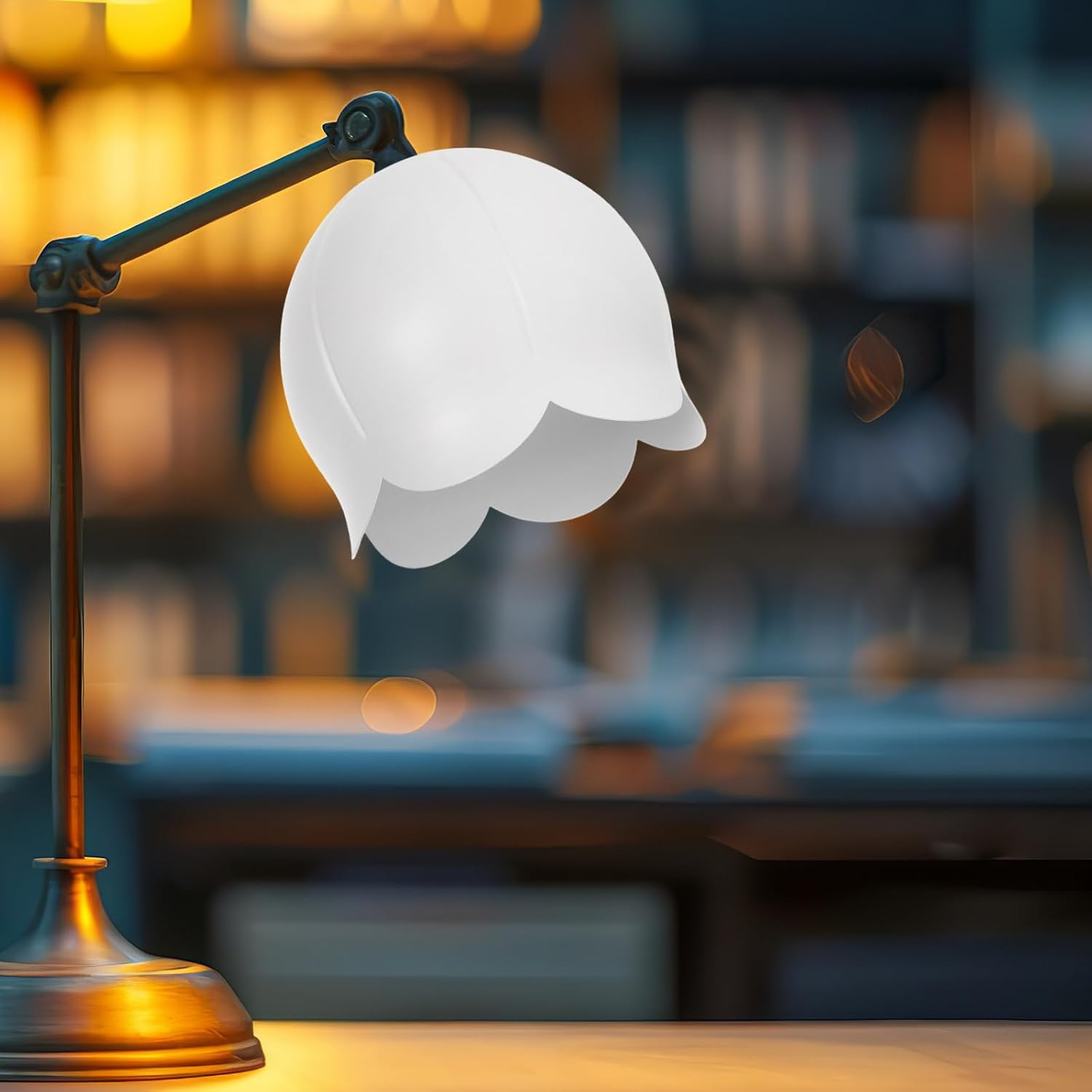 WOONEKY Bellflower Lampshade Small Flower Lamp Shade for Table Lamp Bedroom Night Light Replacement Lampshade Compatible with GU10 Bulb Holder Frame 1Cm Hole Diameter image number 1