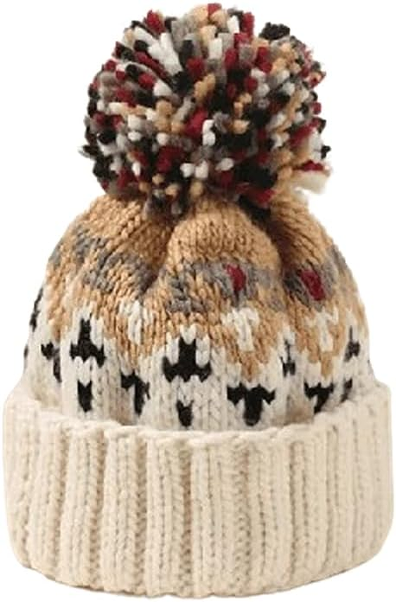 Cashmere Woman Winter Beanie Hat with Pompom - Autum Warm Wool Skullies Beanies, Winter Hat for Woman