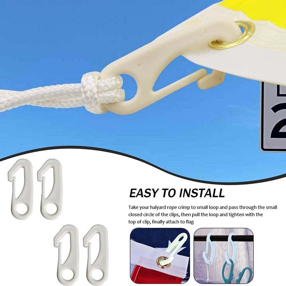 4Pcs 60Mm White Flag Pole Clips, Nylon Snap Hooks Flagpole Attachment for Fixing image number 3