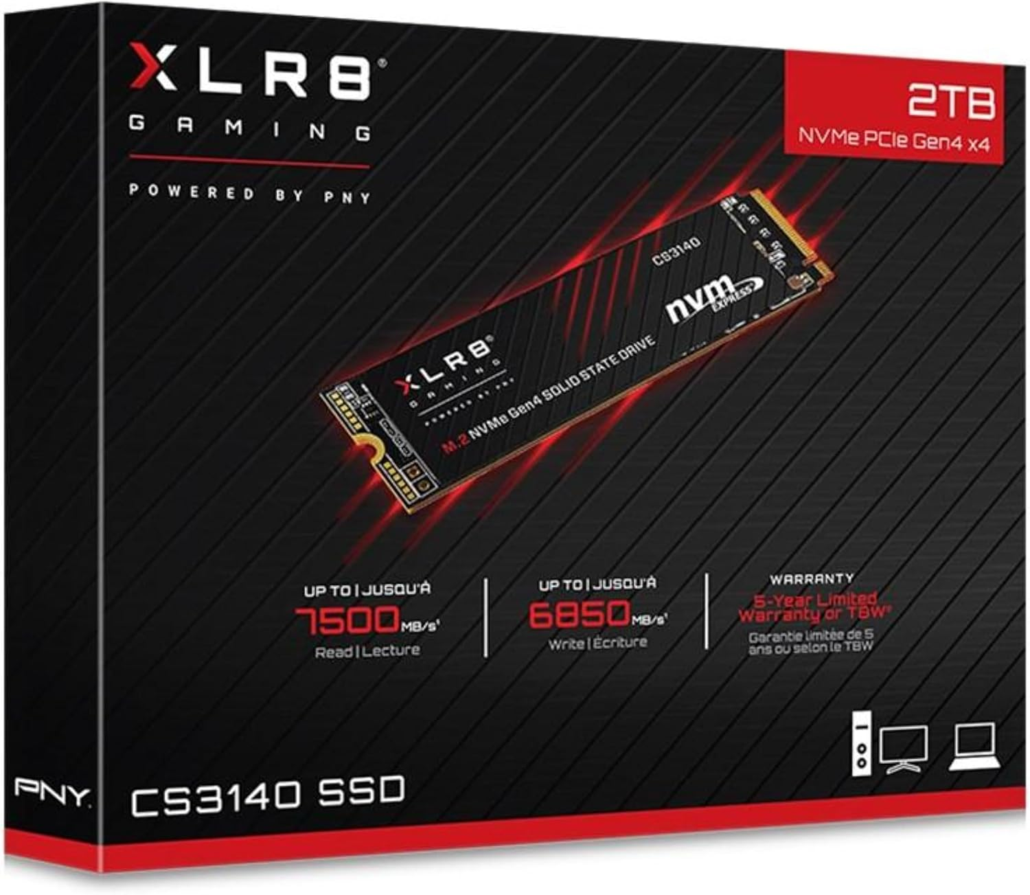 PNY CS3140 2TB Nvme Gen4 M.2 Internal Solid State Drive image number 2