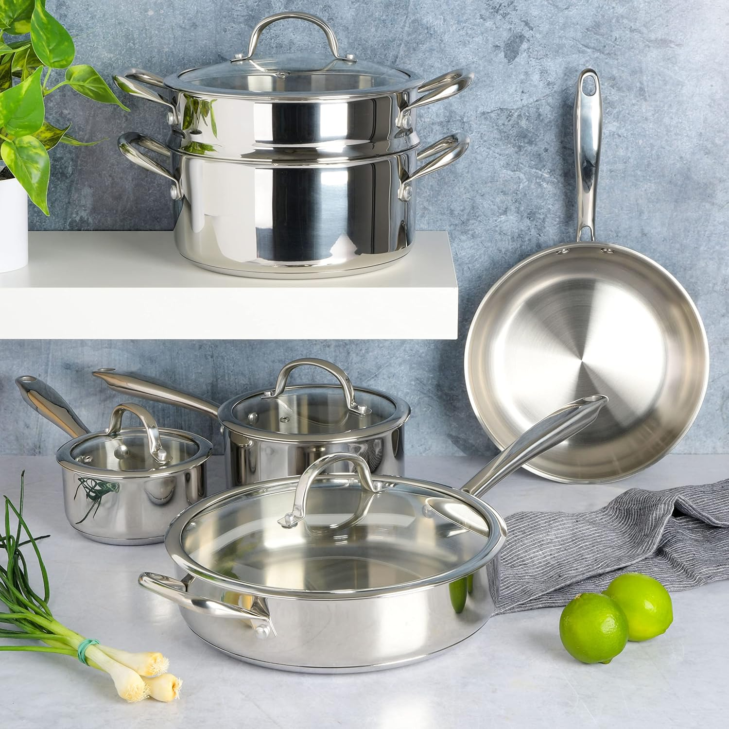 Gibson 126379.10 the Kenmore Devon Stainless Steel Cookware Set, 10-Piece image number 5