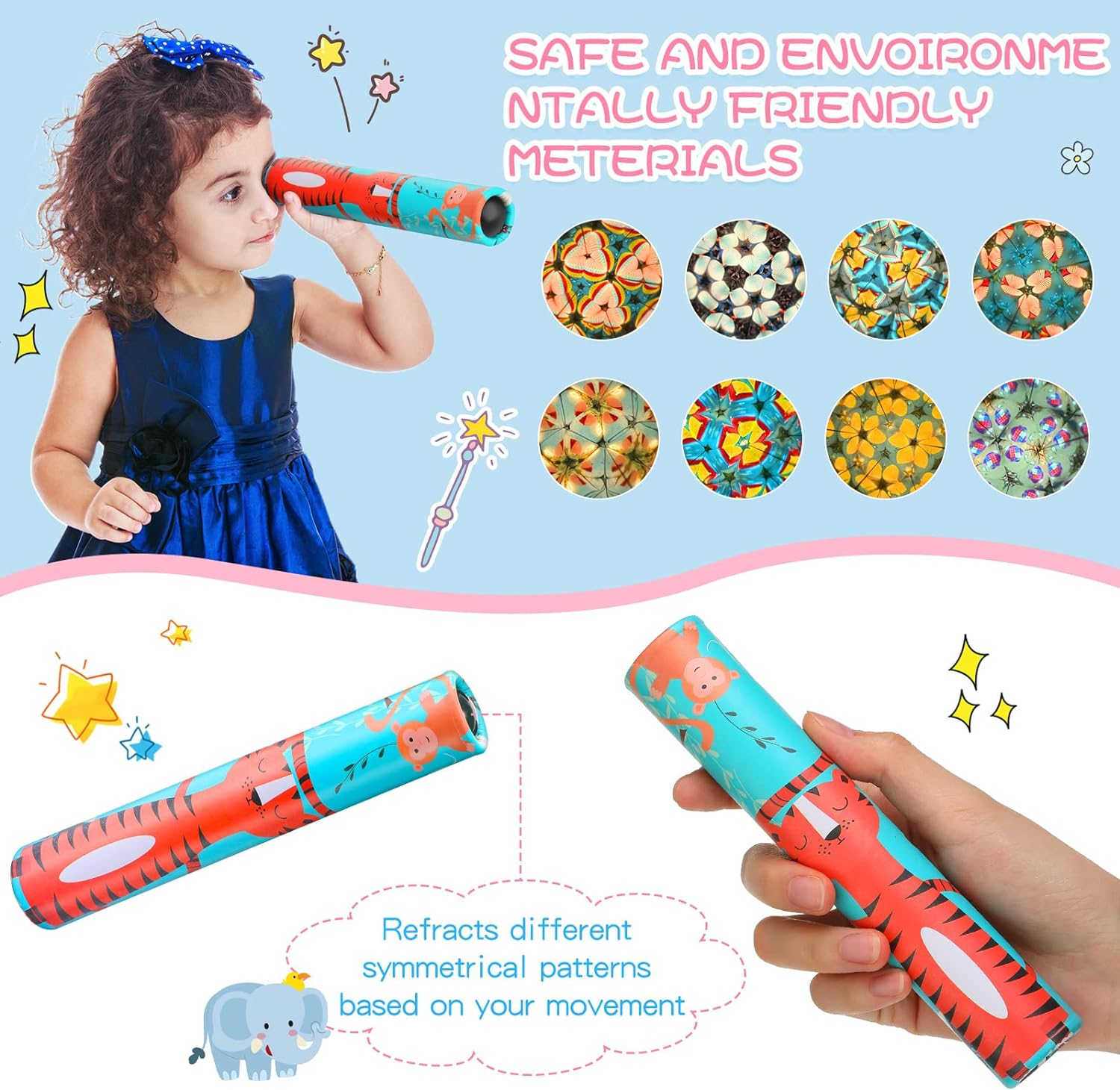 Chivao 20 Pcs Classic Kaleidoscopes Educational Toys for Party Favors Fun Kaleidoscope Toy Stock Stuffers Bag Fillers Birthday School Classroom Prizes, Random Colors (Unicorn) image number 6