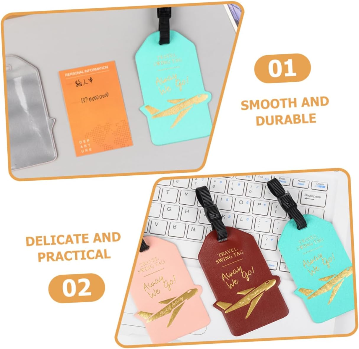 BUTIFULSIC Baggage Tag Airplane Design Luggage Tag Travel Suitcase Hanging Label Checked Baggage Tag Luggage Name Tag Suitcase Boarding Tag for Handbag Random Color image number 1