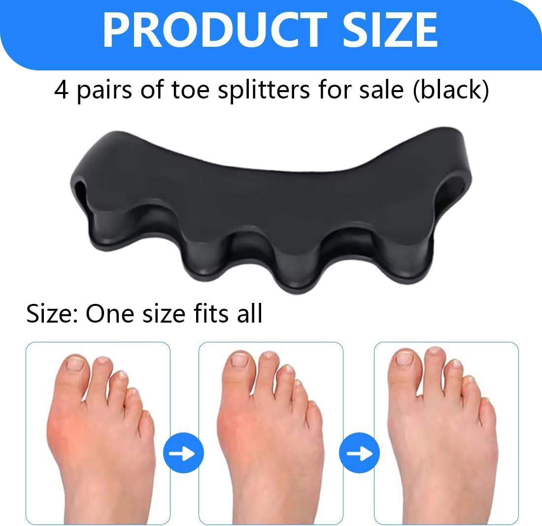BEPSYOM 4 Pairs Toe Spacer Silicone Toe Separator Hallux Valgus Correction, 8 Pieces Toe Separator Toe Separator for All Toes, Men and Women image number 3