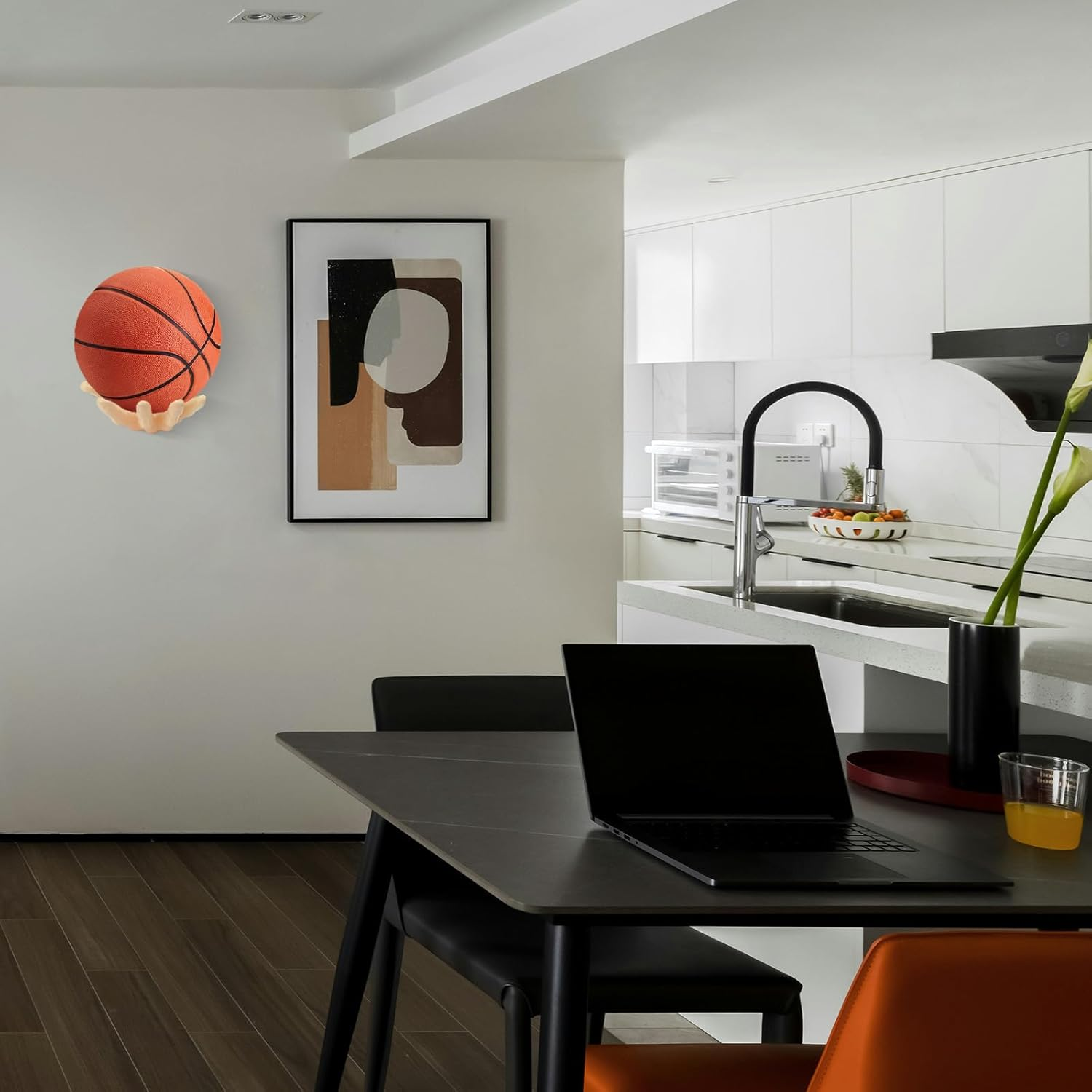 LOCZAR Basketball Holder Wall Mount 2 Piece Set, Men'S Room Decoration Game Room Basketball Wall Decor Men'S Sport Gifts, Ball Stand Wall Mount, Garage Ball Storage Organizer - Yellow image number 5