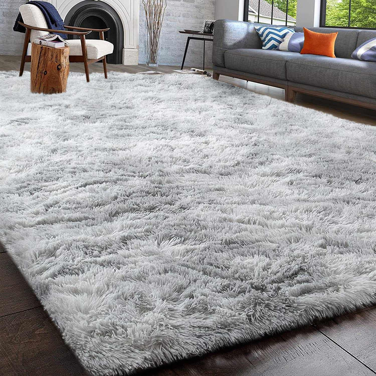 Rugs for Living Room Fluffy Area Rug Shaggy for Bedroom Soft Modern Luxury Fur Carpet for Kids Room Nursery Indoor Plush Furry Rug Comfy Home Decor Floor Mat (White, 60 * 110Cm)