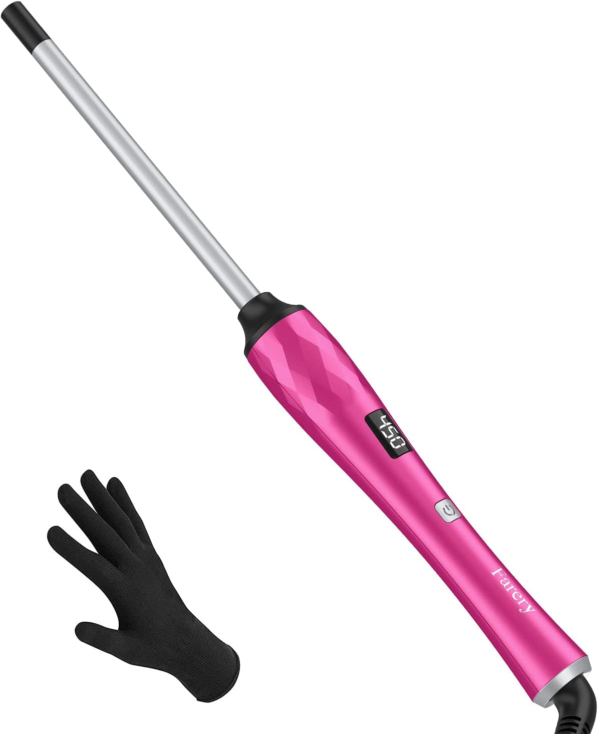FARERY Small Curling Wand, 3/8 Inch Curling Iron for Short & Long Hair, Ceramic Small Barrel Curling Iron with Argan Oil & Keratin Infused, 30S Fast Heat Up, 12 Adjustable Temperature, Glove Included image number 3