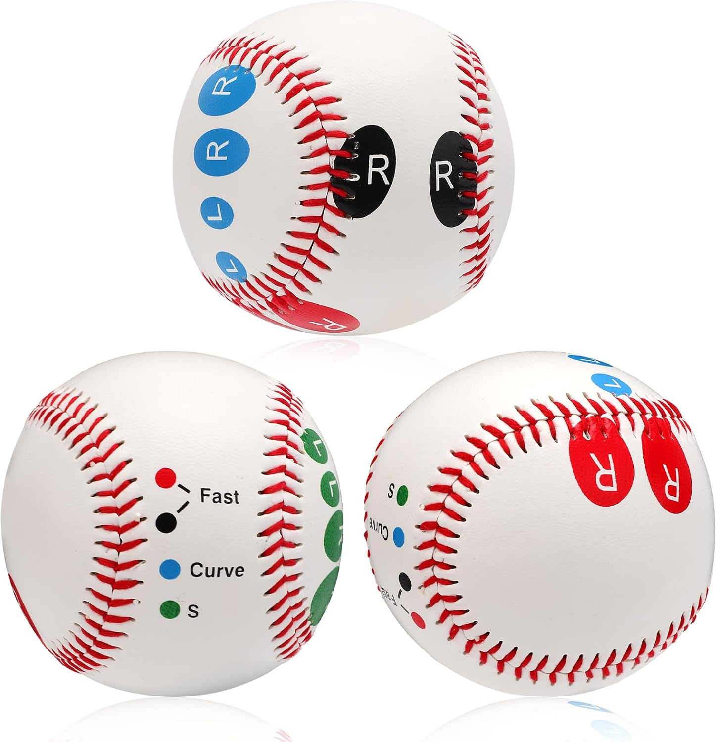3 Piece Baseball Training Ball, Pitch Training Ball with Finger Placement, for Teens and Beginners to Learn Multiple Baseball Grips image number 4