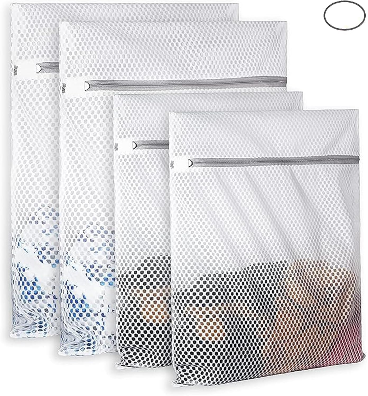 4Pcs Extra Large Honeycomb Mesh Laundry Bags for Delicates Blouse Bra Hosiery Stocking Underwear Easy Fit Sock Lingerie Laundry for Washing Machine Travel Storage Reusable Wash Bag image number 5
