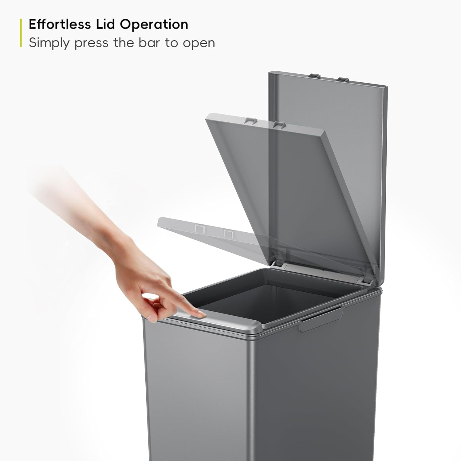EKO - Morandi Kitchen Waste Bin - Plastic Touch Recycling Bin - Perfect for Kitchen and Home, Dark Grey, 40 Litres image number 3