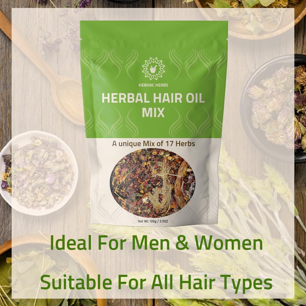 Herbal Hair Oil Mix 100 G, Ayurvedic Herb Blend for Hair Oil Infusion Make Your Hair Oil with Dry Ayurvedic Herb Mix, Goodness of Ayurvedic Natural Herbs for Oil Infusion, Instant Premix for Hair Oil image number 3