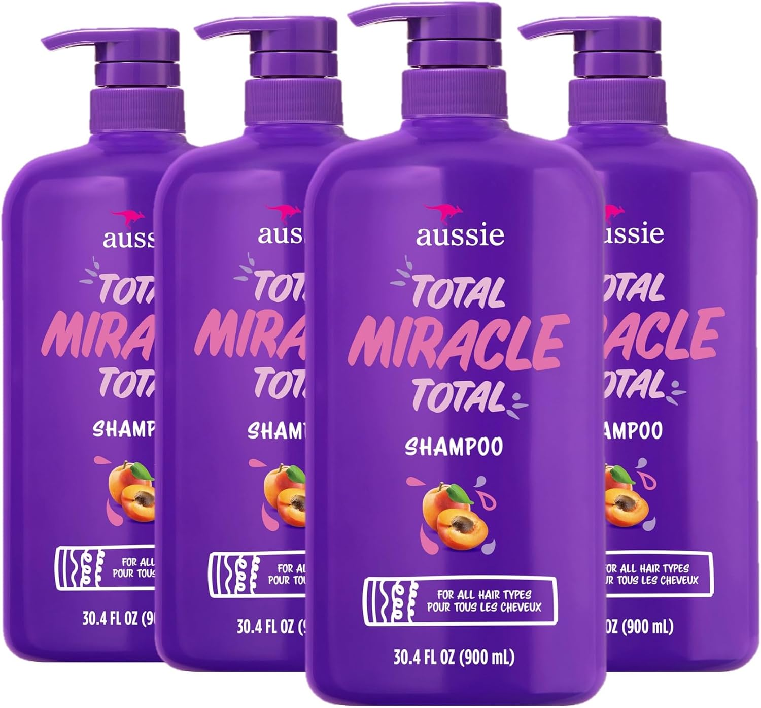 Aussie Total Miracle Shampoo, 30.4 Fluid Ounce, Pack of 4