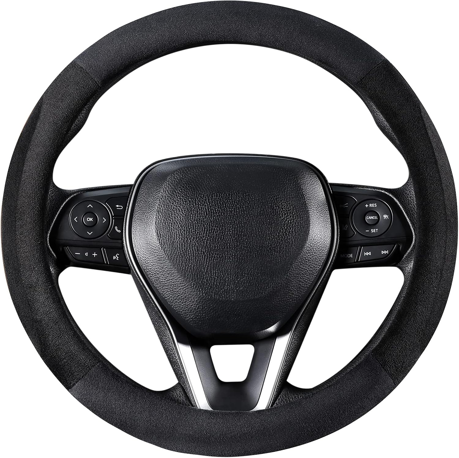 SEG Direct Black Plush Winter Auto Car Steering Wheel Cover Universal 15 Inch