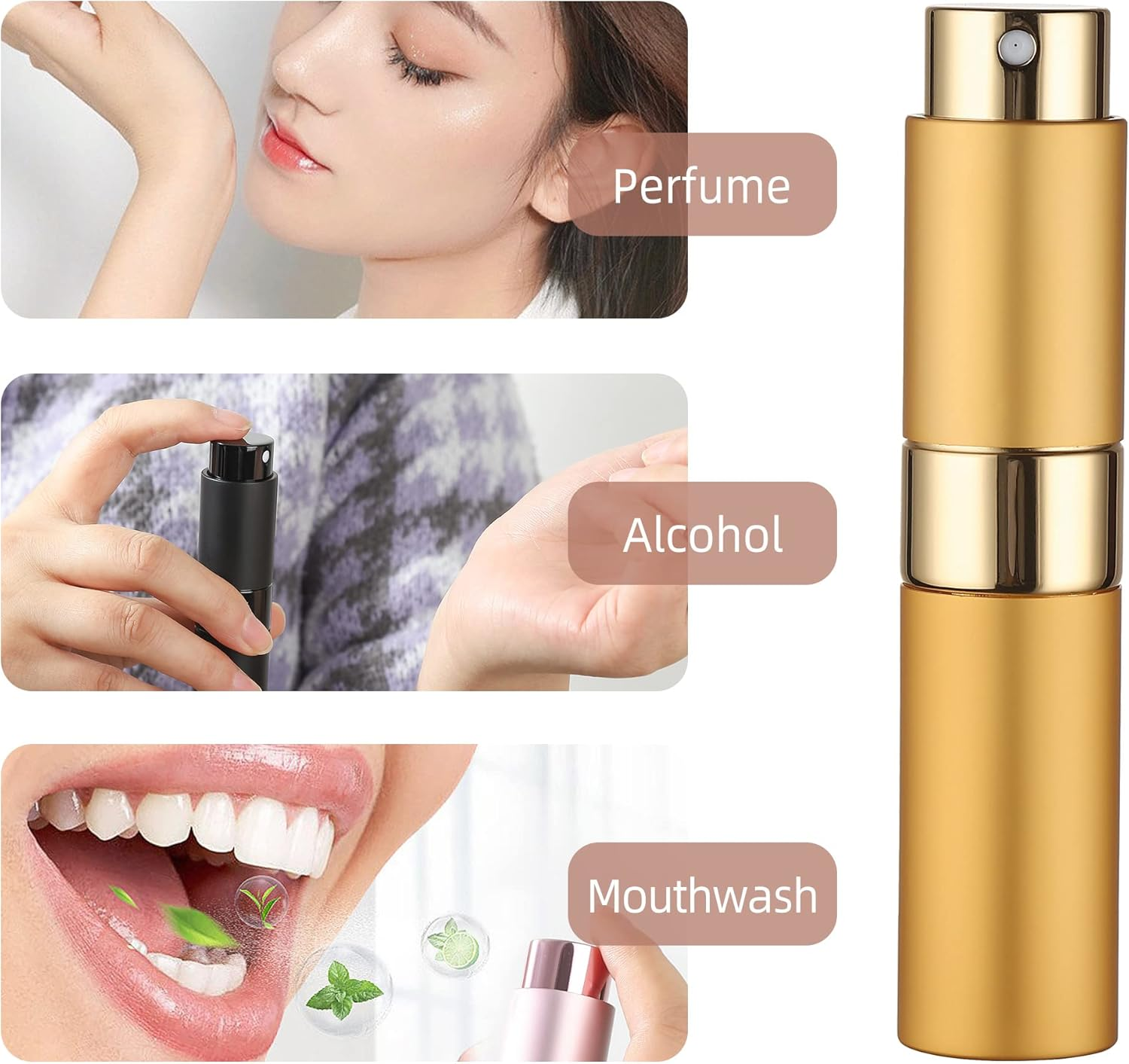 8ML Atomizer Perfume Travel Refillable (2 PCS) Empty Travel Cologne Sprayer Bottles Refillable, Mini Portable Dispenser(2 Gold) image number 5