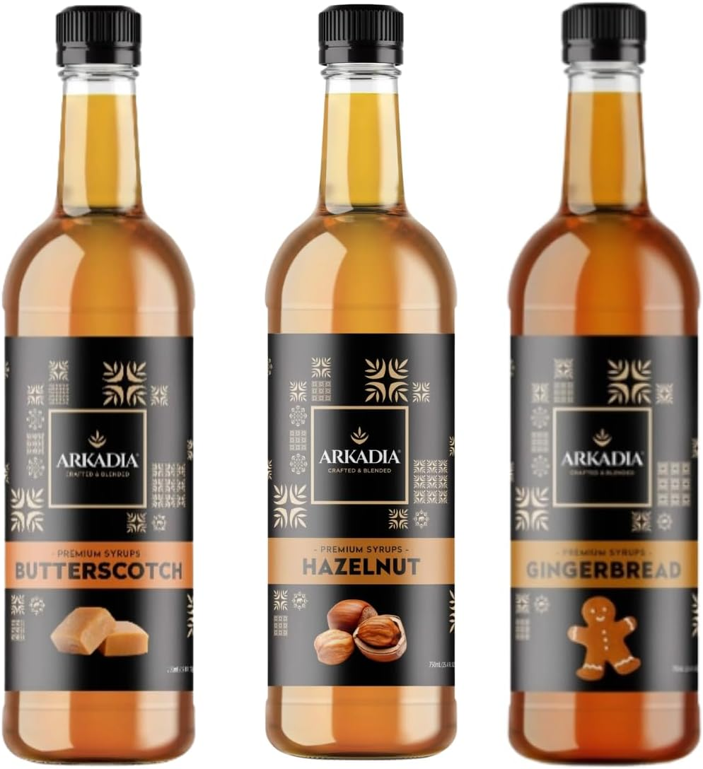 Arkadia Butterscotch Syrup 750Ml &ndash; 3 Bottle Value Pack - Great for Cafes, Coffees,Milkshakes, Cakes and More, Delicious Flavour Pack