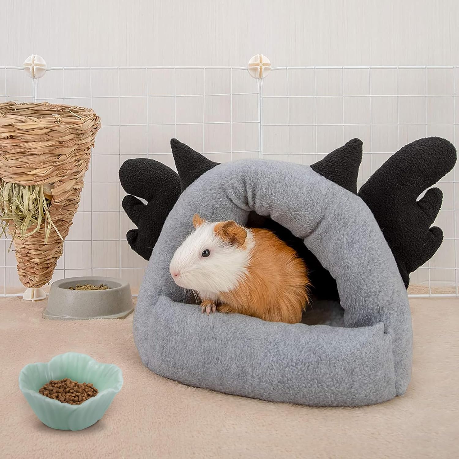 Luckyopt Small Ceramic Hamster Bowl, Easy to Clean Anti-Flipping Hamster Food and Water Bowl, Feeding Bowl, Small Animal Bowls for Dwarf Hamsters Parrots (Blue) image number 3