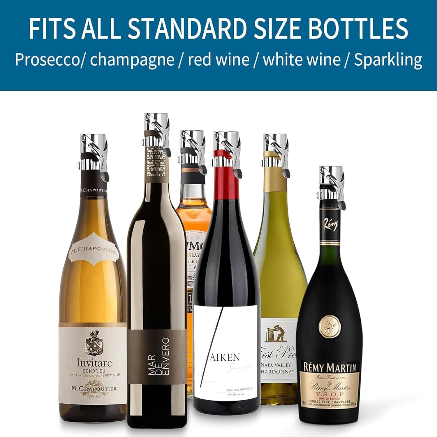 Champagne Stoppers Professional Champagne Bottle Stopper for Prosecco Cava and Sparkling Wine, Champagne Stainless Steel Vacuum Seal Compact Champagne Sealer Stoppe