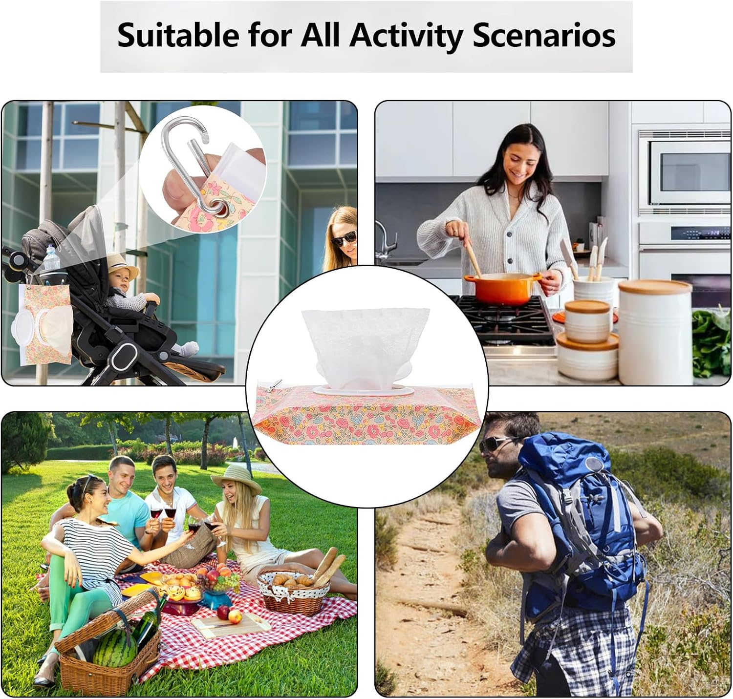 2 Pack Baby Wipes Dispenser, Portable Reusable Baby Travel Wipes Holder and Case, Refillable Baby Wipes Container for Diapers, Keeps Wipes Fresh image number 2