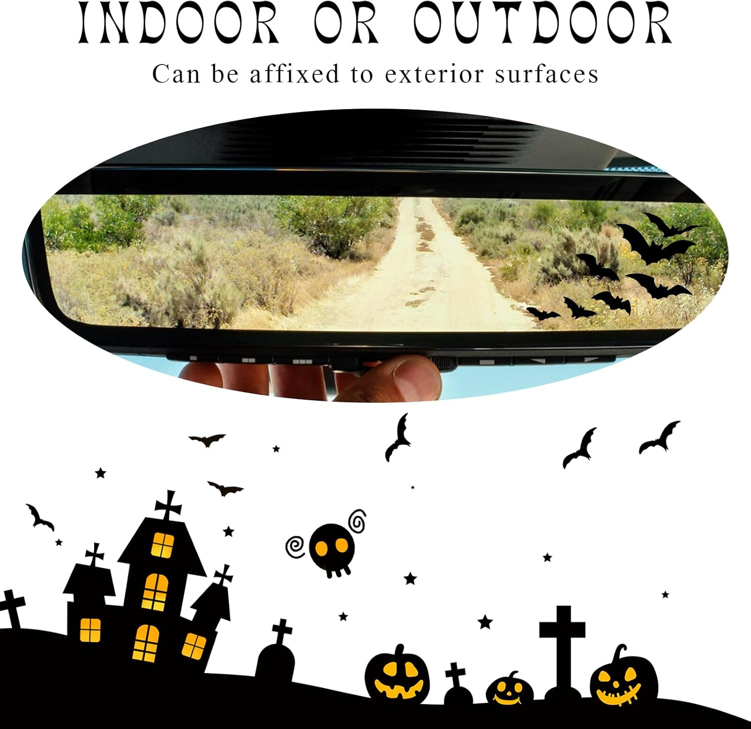 DXNQ Rearview Mirror Halloween Bat Decal, Funny Flying Bats Window Bumper Vinyl Sticker, Spooky Gothic Bats Decal for Car Truck Mirror Laptop, Car Decoration Accessories image number 2