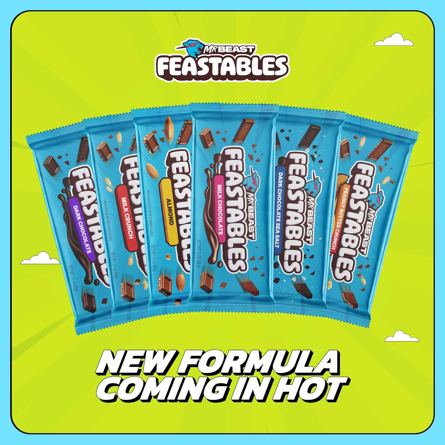 Mr Beast Feastables Chocolate Peanut Butter 60G - Made with Cocoa. Plant Based with Only 5 Ingredients, 10 Count image number 3