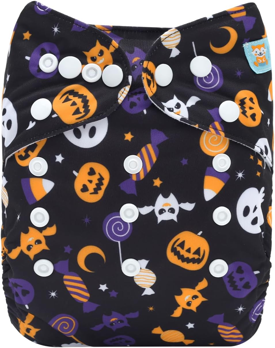 ALVABABY Halloween Baby Cloth Diapers One Size Adjustable Washable Reusable for Baby Girls and Boys 1 Pack with 2 Inserts image number 5
