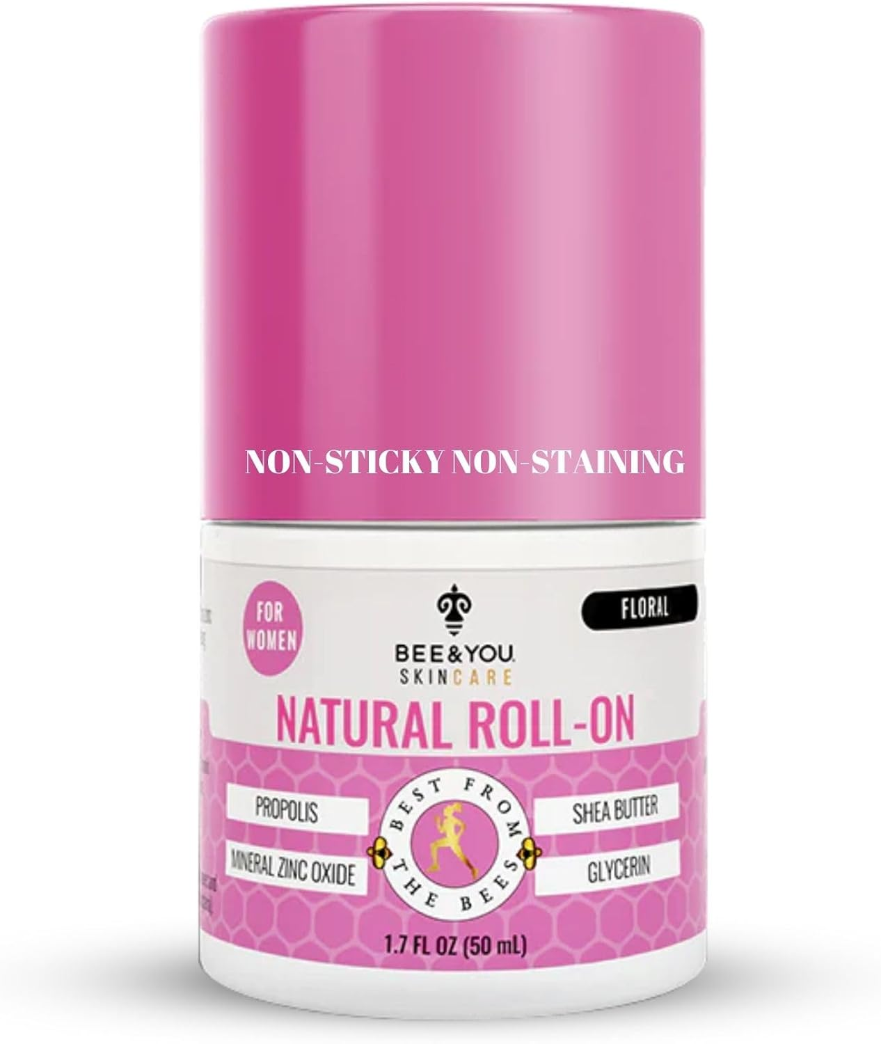 Bee&You Apicare Natural Roll-On - Light and Fresh Cooling 100% Natural with Anatolian Propolis, Shea Butter and Mineral Zinc - Prevent Bad Odor (For Women)