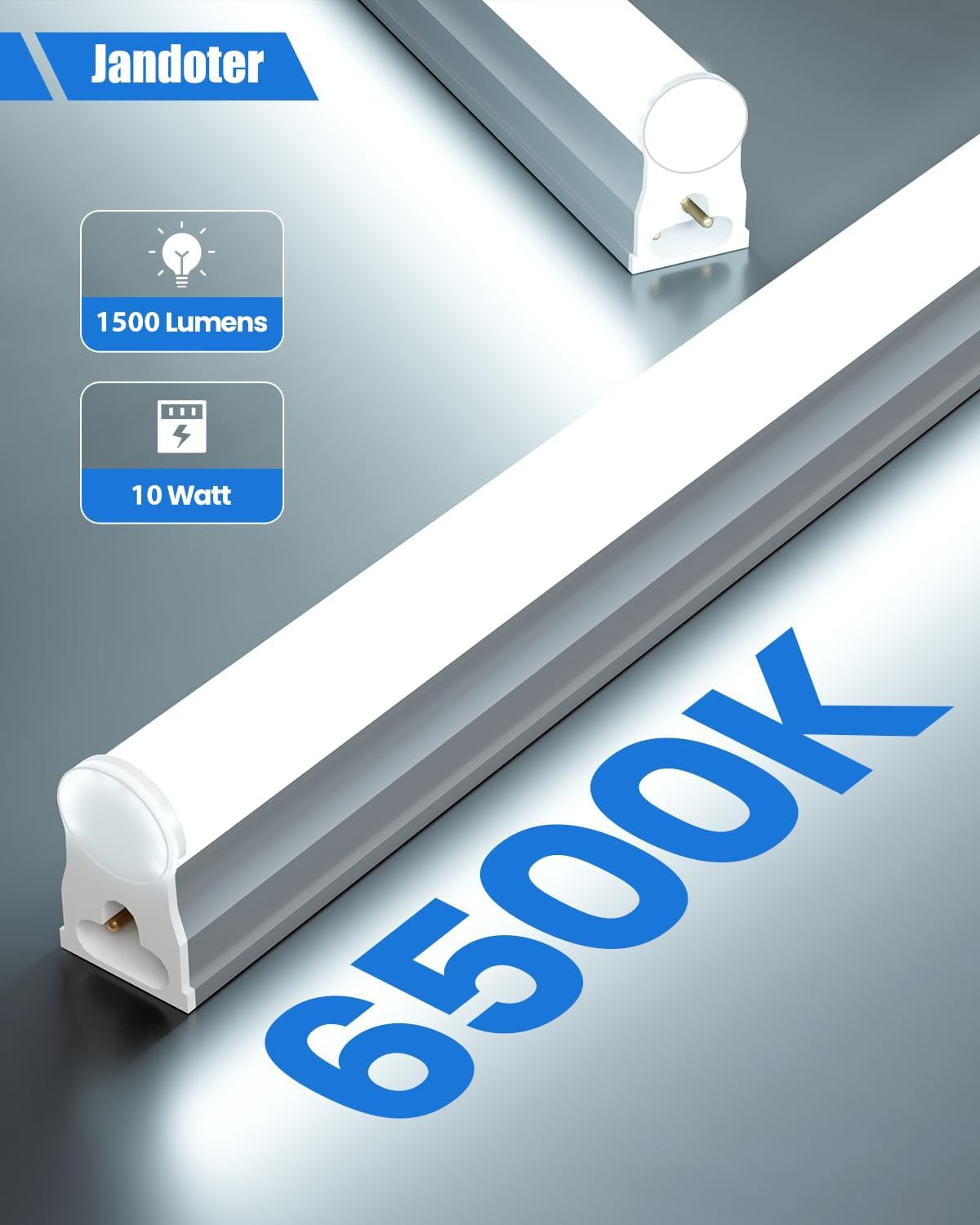 8 Packs T5 LED Shop Light, 2FT 6500K (Super Bright White) 1500LM 10W, Linkable with Plug, LED Light Bar for Workshop, Warehouse, Basement - Plug and Play image number 4