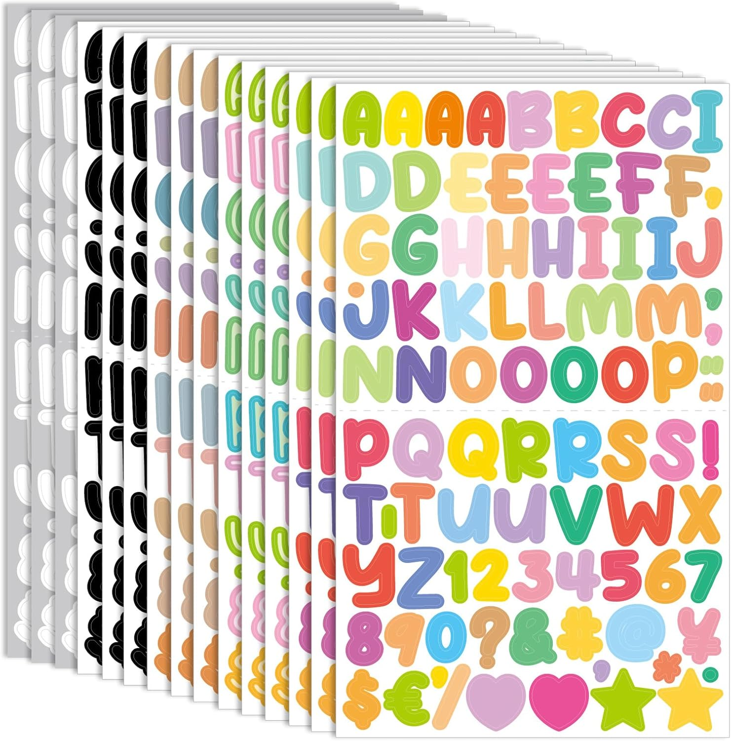 15 Sheets Letter Stickers, Self Adhesive Alphabet Stickers, Alphabet Stickers Alphabet Number Stickers Colorful Letter and Numbers Stickers Adhesive Letter Stickers for Children (Couleur)