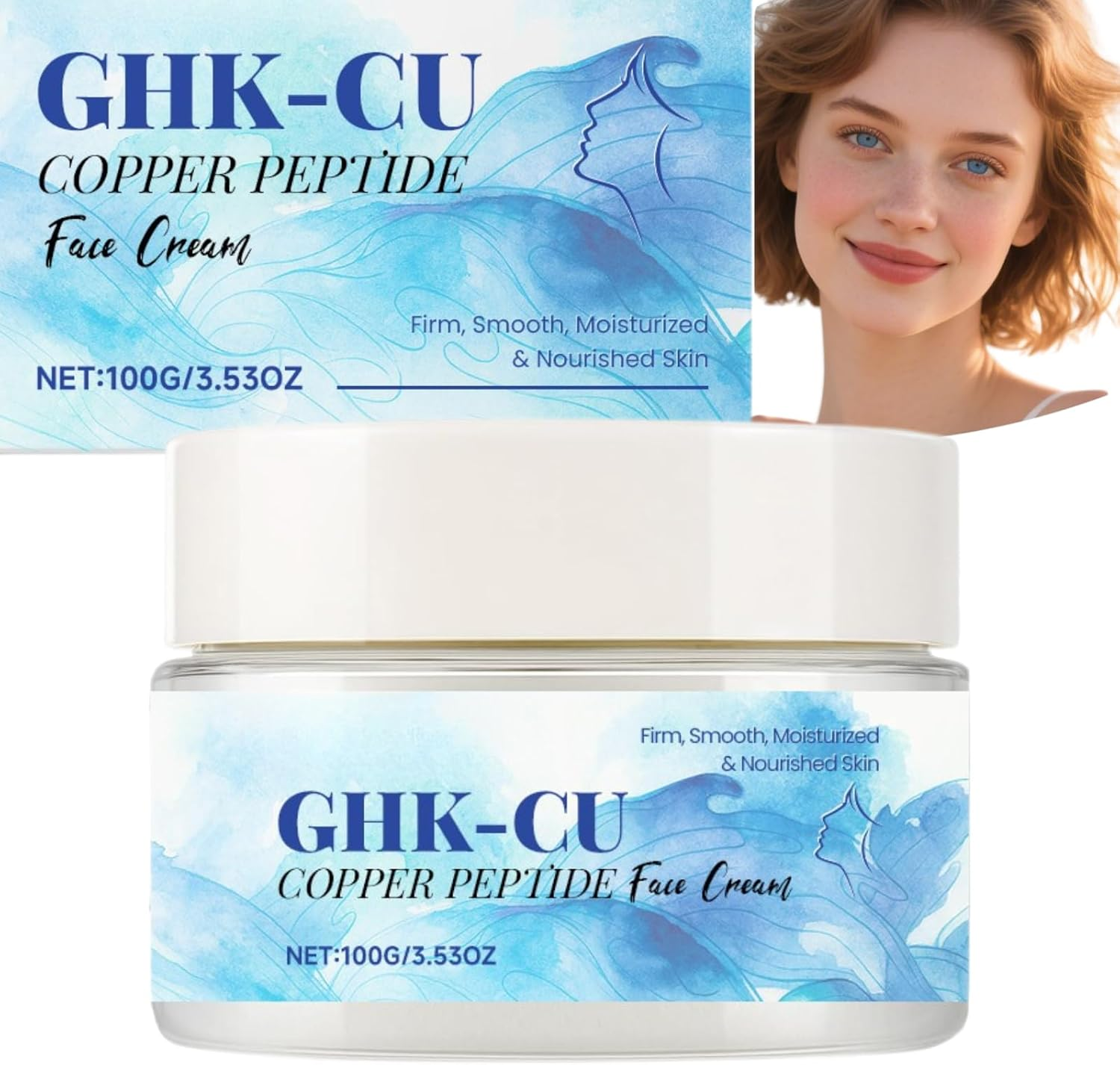 GHK-CU Copper Peptide Face Cream, Firming Moisturizing Anti-Aging Cream for Smooth Hydrated Skin, Revitalizing Copper Peptide Moisturizer for Fine Lines, Radiance Boosting Daily Repair Cream (1Pcs)
