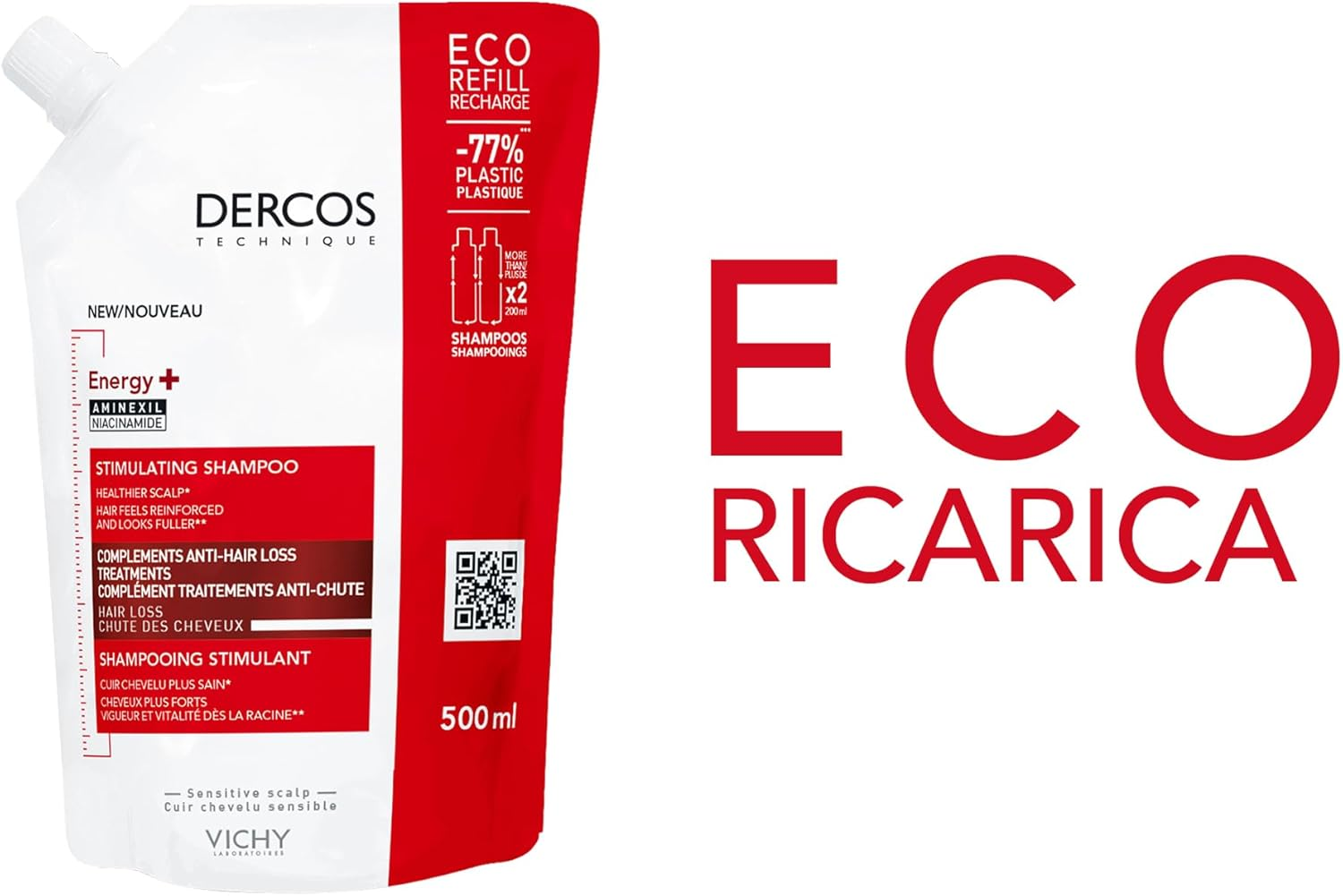 Vichy Dercos Energy+ Stimulating Shampoo Refill 500 Ml image number 6